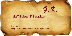 Földes Klaudia névjegykártya